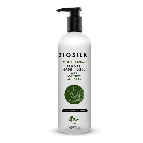 Desinfectante de Manos en Gel, Aloe Vera BioSilk, con Dosificador, 25 oz